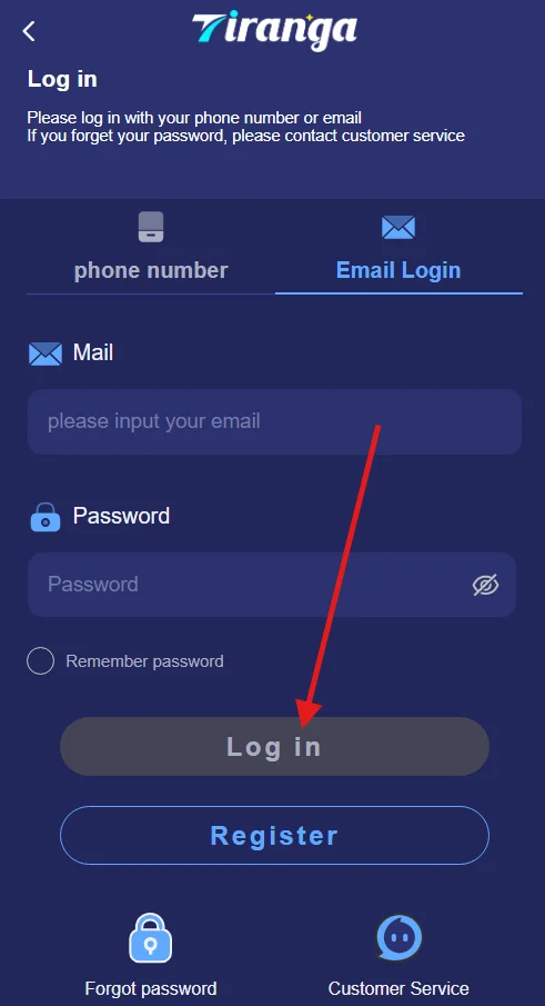click login button